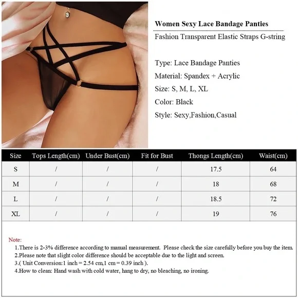 Sexy Pentagram Mesh Thong Panties - Picture 3 of 6
